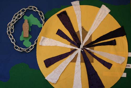 Felt illustration of John's vision: The throne of glory in heaven!