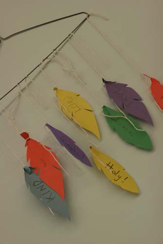 Completed feather art craft